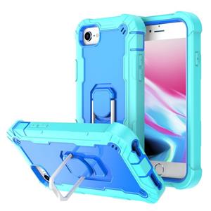 huismerk PC + Rubber 3-lagen schokbestendig beschermhoesje met roterende houder voor iPhone SE 2020 / 8 / 7 (mintgroen + blauw)