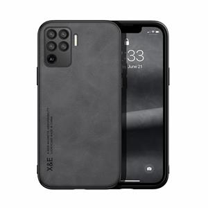 huismerk Voor Oppo A94 4G Skin Feel Magnetic Leather Back Phone Case (Dark Grey)