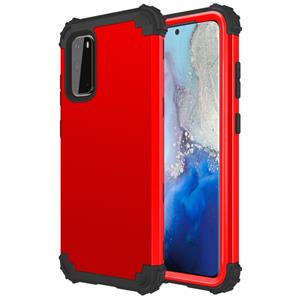 huismerk Voor Galaxy S20 PC+ Siliconen driedelige Anti-drop Mobiele Telefoon Bescherming Bback Cover (Rood)