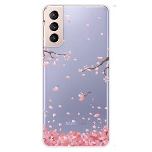 huismerk Voor Samsung Galaxy S22 5G Gekleurde Tekening Patroon Hoge Transparante TPU Telefoon Beschermende Case (Fallen Cherry Blossoms)