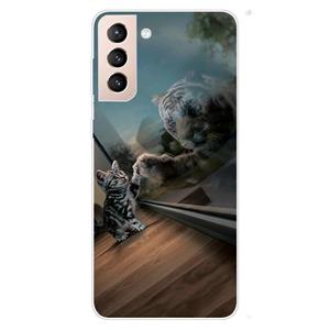 huismerk Voor Samsung Galaxy S22 5G Gekleurde Tekening Patroon Hoge Transparante TPU Telefoon Beschermhoes (Glass Tiger)