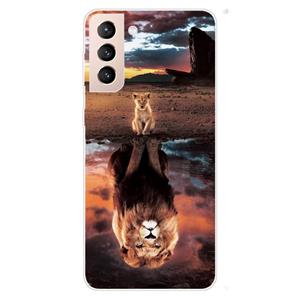 huismerk Voor Samsung Galaxy S22 5G Gekleurde Tekening Patroon Hoge Transparante TPU Telefoon Beschermhoes (Desert Lion)