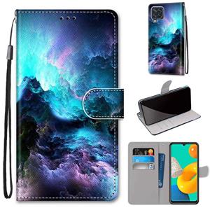 huismerk Voor Samsung Galaxy M32 Gekleurde Tekening Cross Texture Horizontale Flip PU Lederen Case met Houder & Card Slots & Wallet & Lanyard (kleurrijke wolke