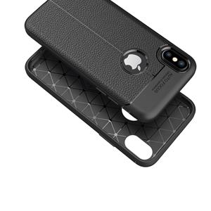 huismerk Voor iPhone X Litchi textuur TPU beschermende Back Cover Case (zwart)