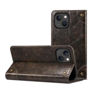 huismerk Barok eenvoudige horizontale flip lederen geval met houder en kaart slots &portemonnee voor iPhone 13 mini (zwart)