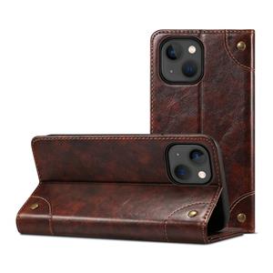 huismerk Barokke eenvoudige horizontale flip lederen tas met houder & kaart slots & portemonnee voor iPhone 13 mini