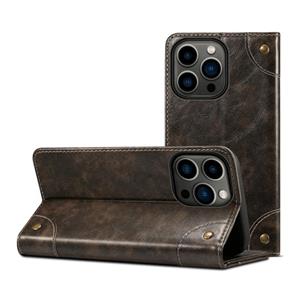 huismerk Barok eenvoudige horizontale flip lederen geval met houder en kaart slots &portemonnee voor iPhone 13 Pro (zwart)