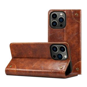 huismerk Barokke eenvoudige horizontale flip lederen tas met houder & kaart slots & portefeuille voor iphone 13 pro