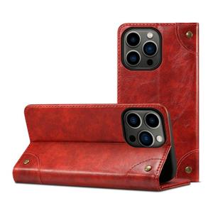 huismerk Barok eenvoudige horizontale flip lederen geval met houder en kaart slots &portemonnee voor iPhone 13 Pro (rood)