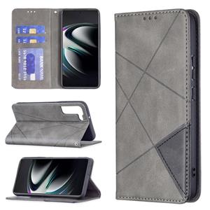 huismerk Voor Samsung Galaxy S22 + 5G Prismatische Onzichtbare Magnetische Horizontale Flip Telefoon Lederen Case met Houder & Card Slots & Fotolijst (Grijs)