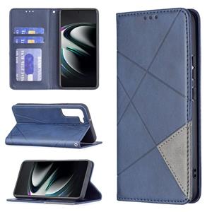 huismerk Voor Samsung Galaxy S22 + 5G Prismatische Onzichtbare Magnetische Horizontale Flip Phone Lederen Case met Houder & Card Slots & Fotolijst