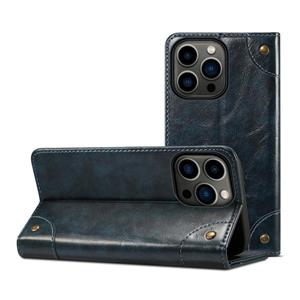 huismerk Barok eenvoudige horizontale flip lederen geval met houder en kaart slots &portemonnee voor iPhone 13 Pro Max (blauw)