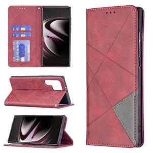 huismerk Voor Samsung Galaxy S22 Ultra 5G Prismatische Onzichtbare Magnetische Horizontale Flip Phone Lederen Case met Houder & Card Slots & Fotolijst