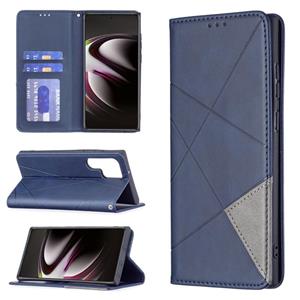 huismerk Voor Samsung Galaxy S22 Ultra 5G Prismatische Onzichtbare Magnetische Horizontale Flip Phone Lederen Case met Houder & Card Slots & Fotolijst