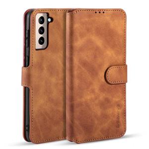 dg.ming Voor Samsung Galaxy S21+ 5G DG. MING Retro Oil Side Horizontale Flip Case met Holder & Card Slots & Wallet(Brown)