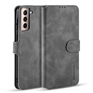 dg.ming Voor Samsung Galaxy S21+ 5G DG. MING Retro Oil Side Horizontale Flip Case met Holder & Card Slots & Wallet(Grey)