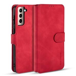 dg.ming Voor Samsung Galaxy S21+ 5G DG. MING Retro Oil Side Horizontale Flip Case met Holder & Card Slots & Wallet(Red)