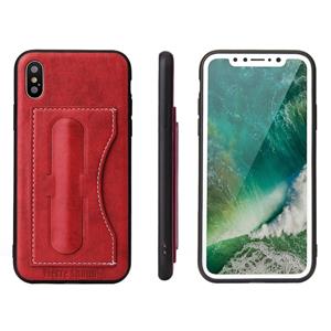 huismerk Fierre Shann voor iPhone X volledige beschermende hoes met houder & Card Slot(Red)