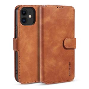 dg.ming Dg. MING Retro Oil Side Horizontale Flip Case met Holder & Card Slots & Wallet Voor iPhone 12 mini(Brown)