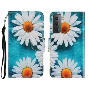 huismerk Voor Samsung Galaxy S22 5G 3D Gekleurde Tekening Horizontale Flip Leren Telefoonhoes (Chrysanthemum)