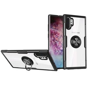 huismerk Krasbestendige TPU + Acryl Ringbeugel beschermhoes voor Galaxy Note 10+(Zwart)