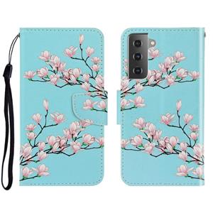 huismerk Voor Samsung Galaxy S22 5G 3D Gekleurde Tekening Horizontale Flip Leren Telefoonhoes (Magnolia)