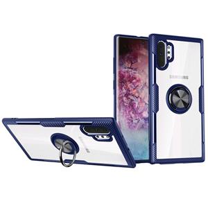 huismerk Krasbestendige TPU + Acryl Ringbeugel beschermhoes voor Galaxy Note 10+(blauw)