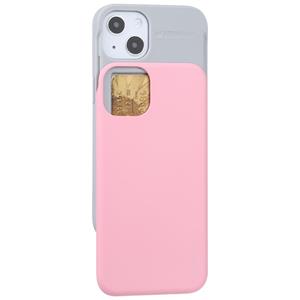 goospery Goofspery Sky Slide Bumper TPU + PC Sliding Back Cover Beschermend Case met Kaartsleuf voor iPhone 13 (Roze)