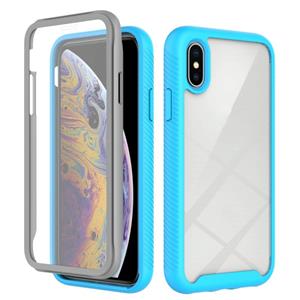 huismerk Starry Sky Solid Color Series Shockproof PC + TPU Hoesje met PET Film Voor iPhone XS / X (Sky Blue)