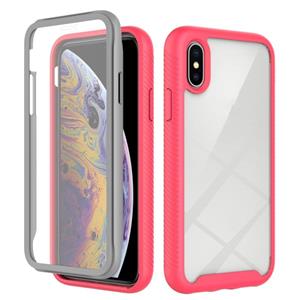 huismerk Starry Sky Solid Color Series Shockproof PC + TPU Hoesje met PET Film Voor iPhone XS / X (Rose Red)