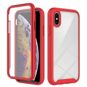 huismerk Starry Sky Solid Color Series Shockproof PC + TPU Hoesje met PET Film Voor iPhone XS / X (Rood)