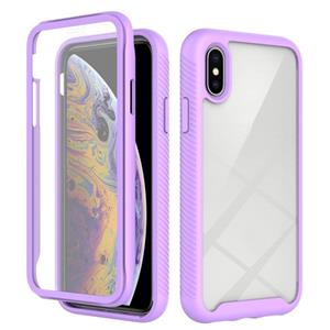 huismerk Starry Sky Solid Color Series Shockproof PC + TPU Hoesje met PET Film Voor iPhone XS / X (Licht Paars)