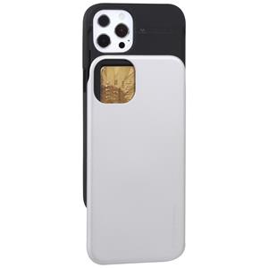 goospery Goosspery Sky Dia Bumper TPU + PC Sliding Back Cover Beschermend Case met kaartsleuf voor iPhone 13 Pro (Silver)