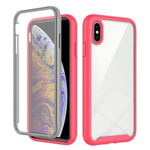 huismerk Starry Sky Solid Color Series Shockproof PC + TPU Hoesje met PET Film Voor iPhone XS Max (Rose Red)