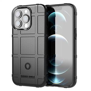 huismerk Robuuste Shield Full Coverage Shockproof TPU Case voor iPhone 13 Pro (Black)