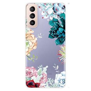 huismerk Voor Samsung Galaxy S22 5G Painted Pattern High Transparent TPU Telefoon Beschermende Case (Gem Bloem)