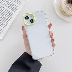 huismerk For iPhone 13 Pro Macaron Lens Frame Transparent TPU Phone Case(Green)