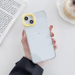 huismerk For iPhone 13 Macaron Lens Frame Transparent TPU Phone Case(Yellow)