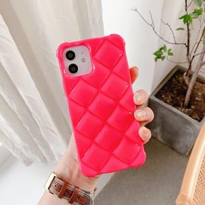 huismerk Candy Color Elegant Rhombic Texture TPU -telefoonhoesje voor iPhone 13 (Rose Red)