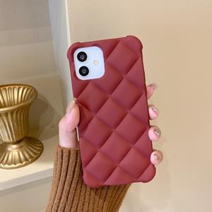 huismerk Skin Feel Matte Rhombische textuur TPU -telefoonhoesje voor iPhone 13 Pro Max (Wine Red)