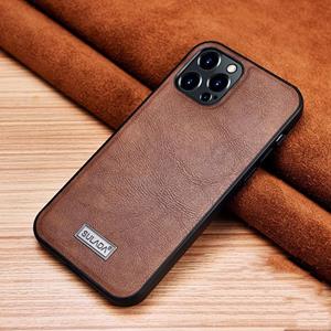 Sulada Shockproof TPU + handgemaakte lederen beschermhoes voor iPhone 13 Pro (Brown)