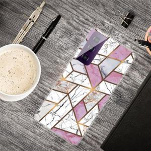 huismerk Voor Samsung Galaxy S21 Marble Shockproof TPU beschermhoes (Rhombus White Purple)