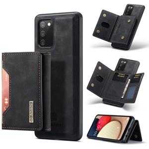 Voor Samsung Galaxy A02S DG.MING M2 Serie 3-voudige Multi Card Bag + Magnetische achterkant Schokbestendig Case met Portefeuille & Houder Functie (Zwa