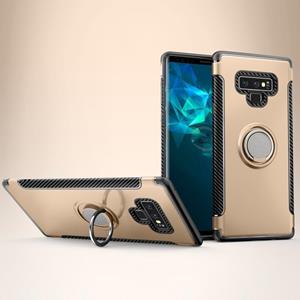 huismerk Magnetische Armor Beschermende Case voor Galaxy Note 9 met 360 graden rotatie ring houder (goud)