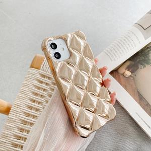 huismerk Elegante rhombische textuur geëlektroplateerd TPU -telefoonhoesje voor iPhone 13 Pro (roségoud)