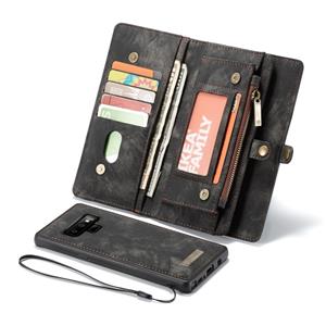 CaseMe-008 afneembare multifunctionele horizontaal flip lederen Case voor Galaxy Note9 met kaartslot & houder & rits portemonnee & Foto Frame(Black)