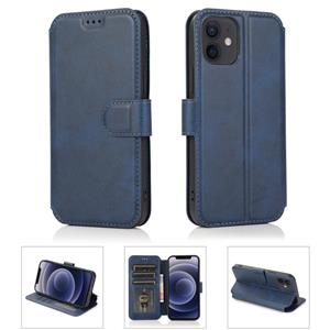 huismerk Schokbestendige PU + TPU lederen hoes met kaartslots & houder & fotolijst & portemonnee voor iPhone 12 mini(Blauw)