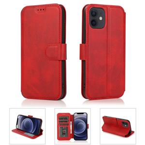 huismerk Schokbestendige PU + TPU lederen hoes met kaartslots & houder & fotolijst & portemonnee voor iPhone 12 mini(Rood)