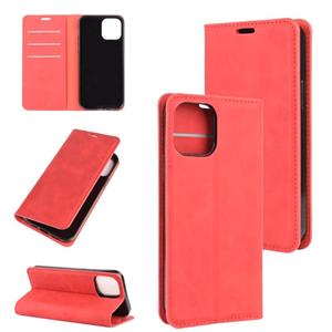 huismerk Voor iPhone 12 mini Retro-skin Business Magnetic Suction Leather Case met Holder & Card Slots & Wallet(Red)