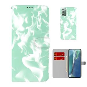 huismerk Voor Samsung Galaxy Note20 Cloud Fog Patroon Horizontale Flip Leren Case met Houder & Card Slot & Portemonnee (Mint Green)